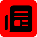 Inundate app icon: a black newspaper on red