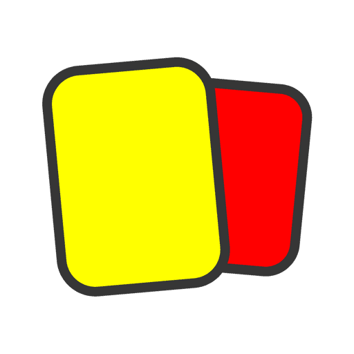 Book 'Em app icon: a yellow card in front of a red card